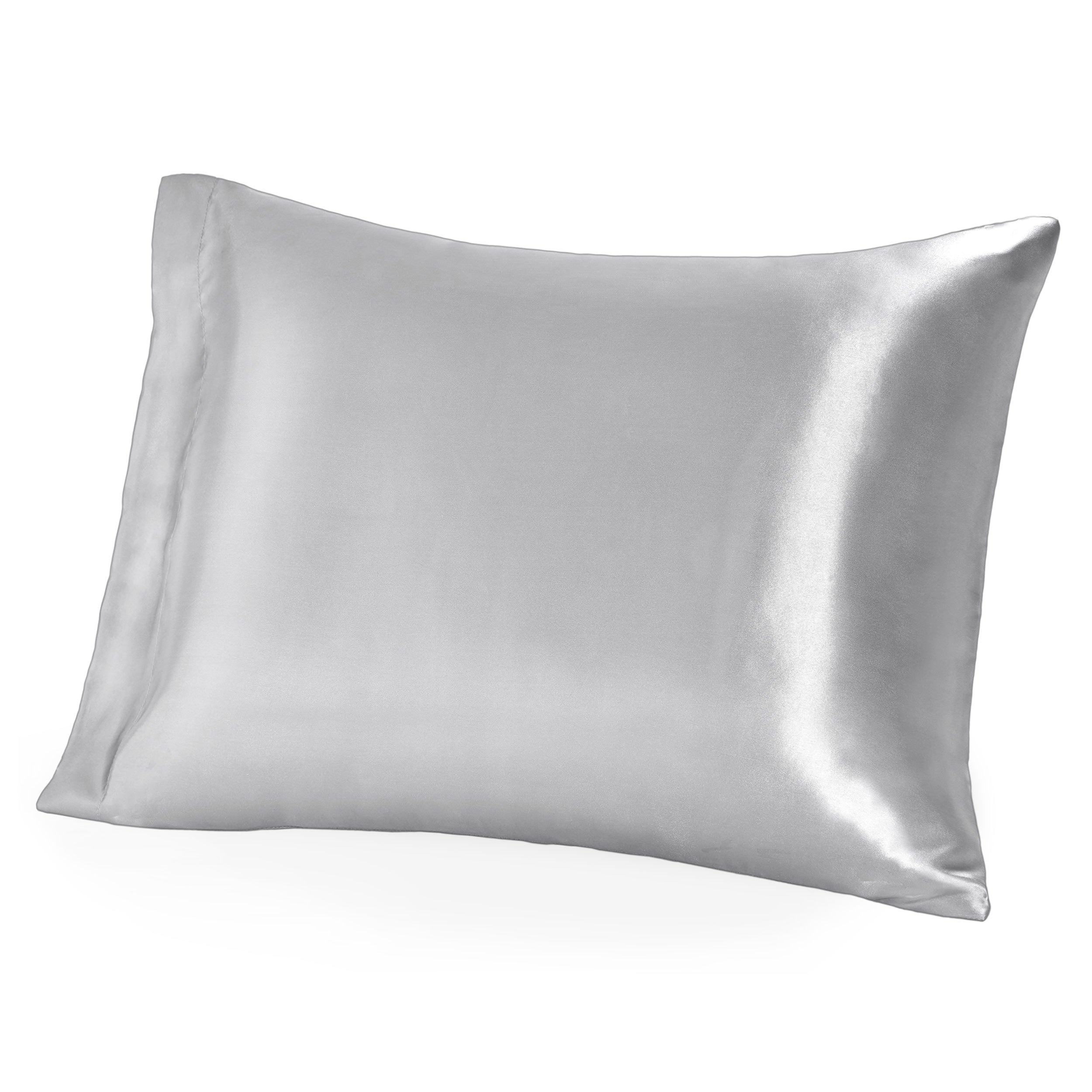 A single mulberry silk pillowcase on a pillow