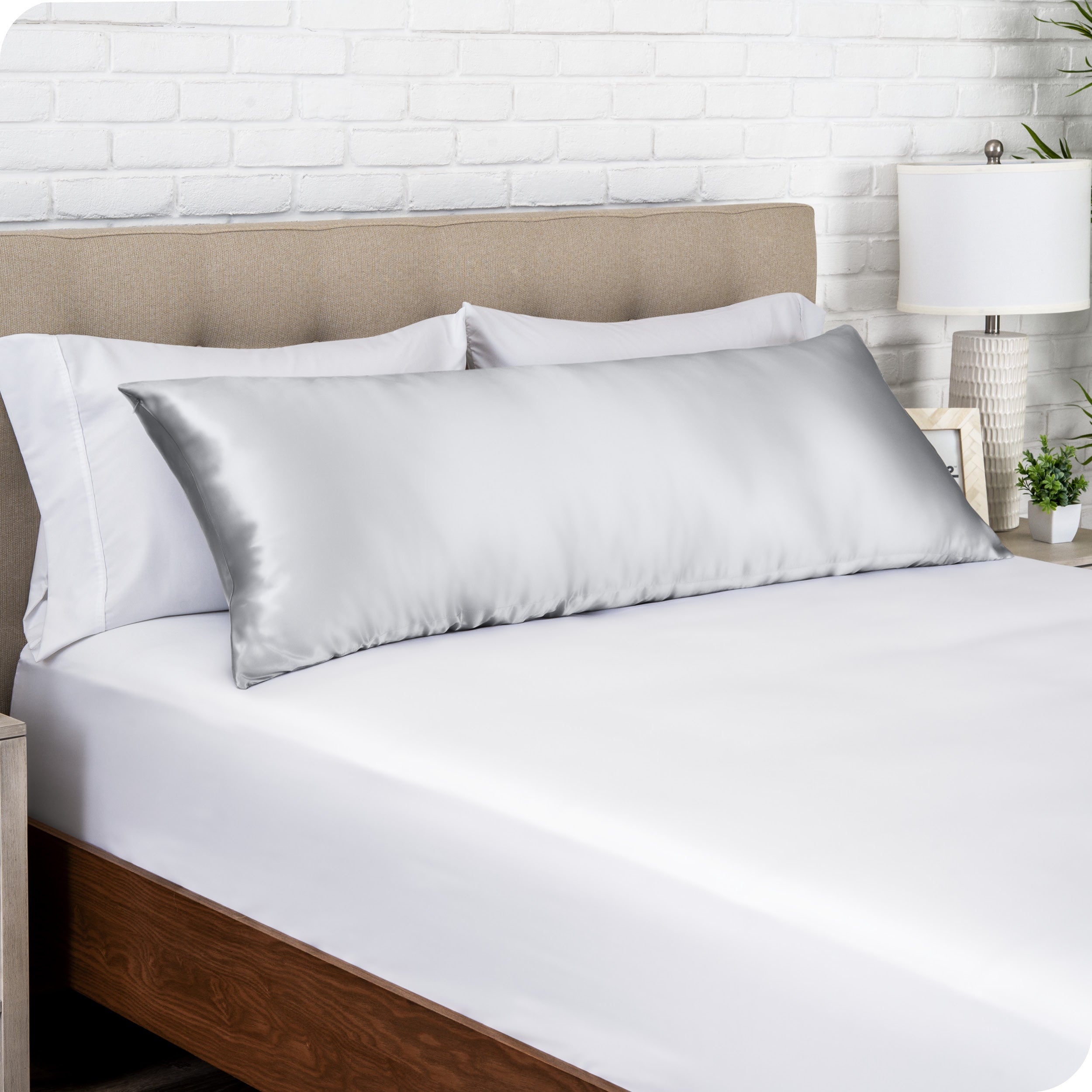 A satin body pillowcase on a pillow