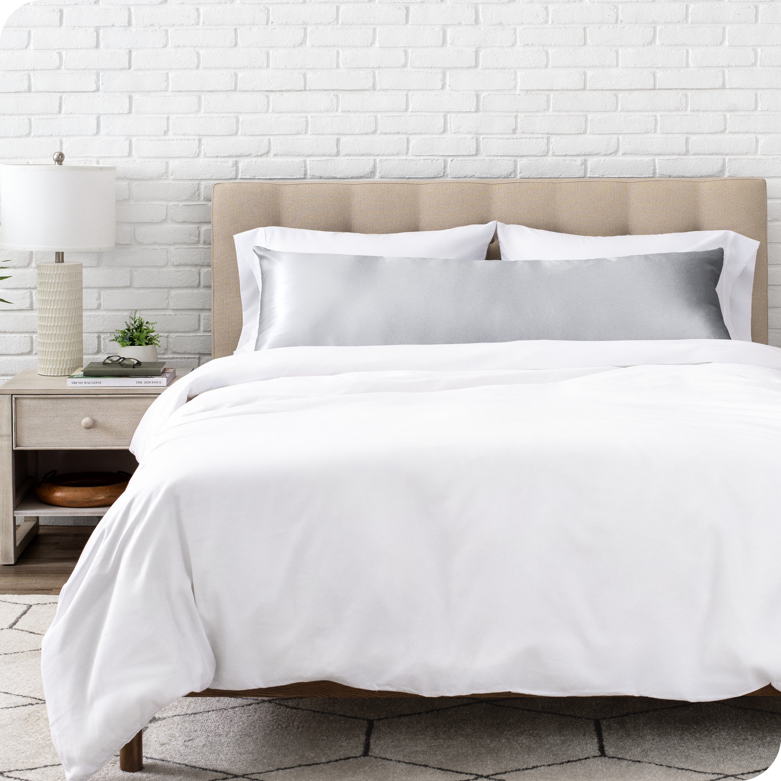 A satin body pillowcase on a pillow