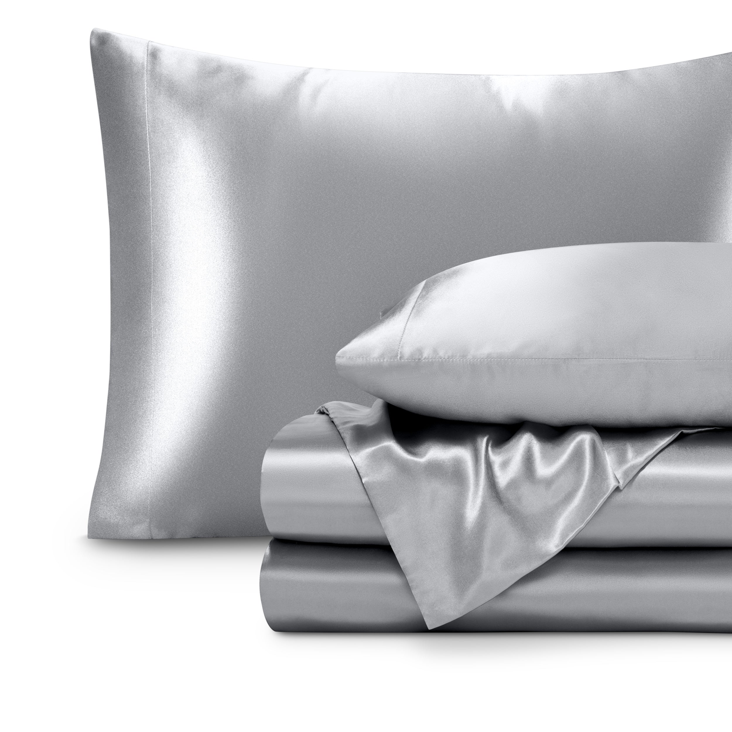 Satin sheets folded and stacked