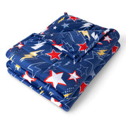 A folded minky fleece weighted blanket with a white background.