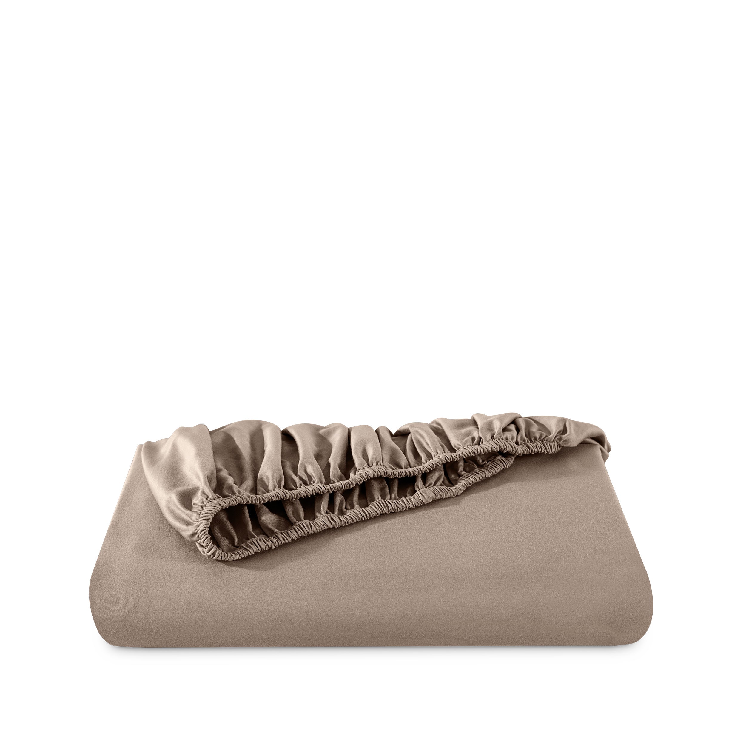Fitted sheet neatly folded on a white background