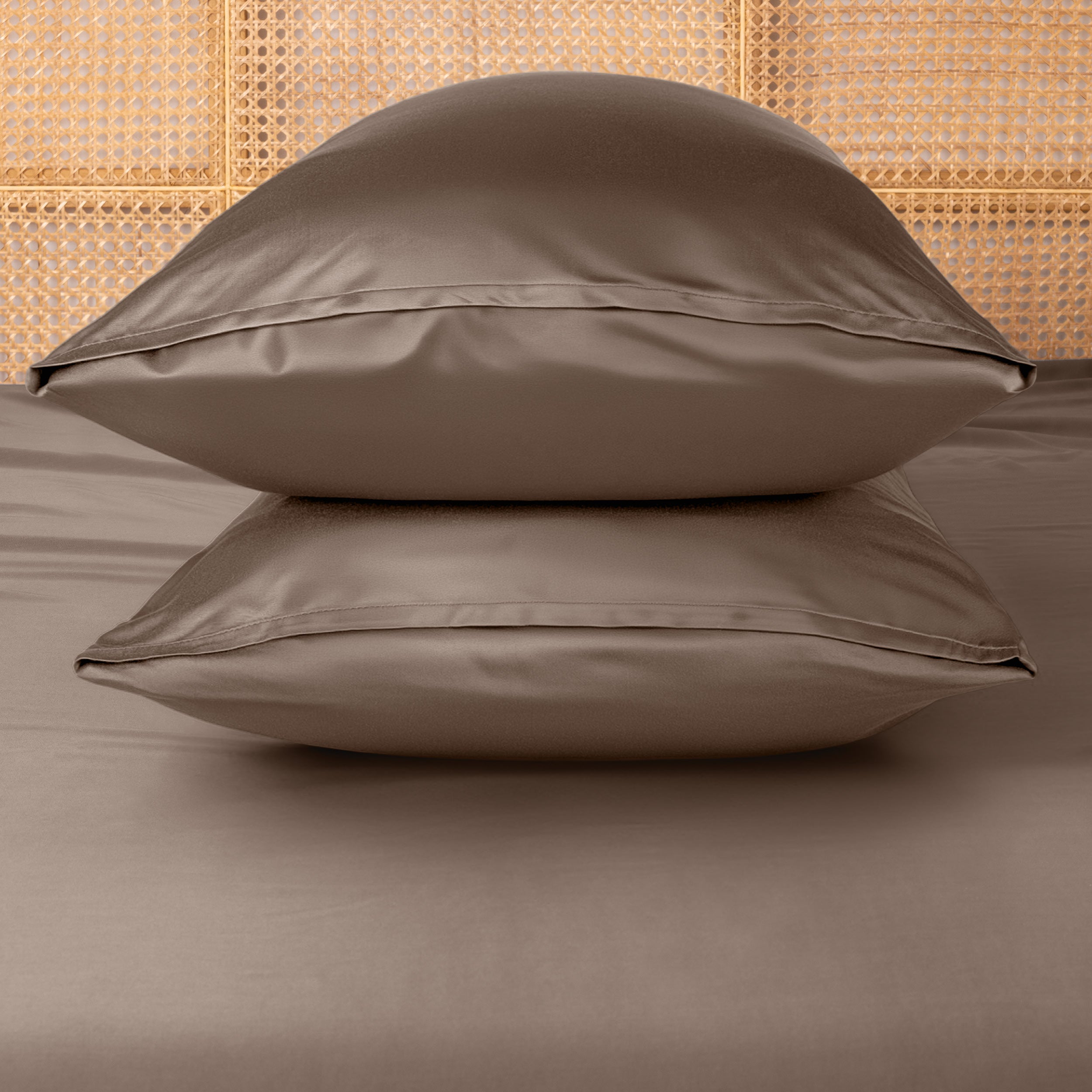 Bamboo pillowcases on a matching sheet