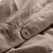 A close up of the tie corner of the duvet cover.