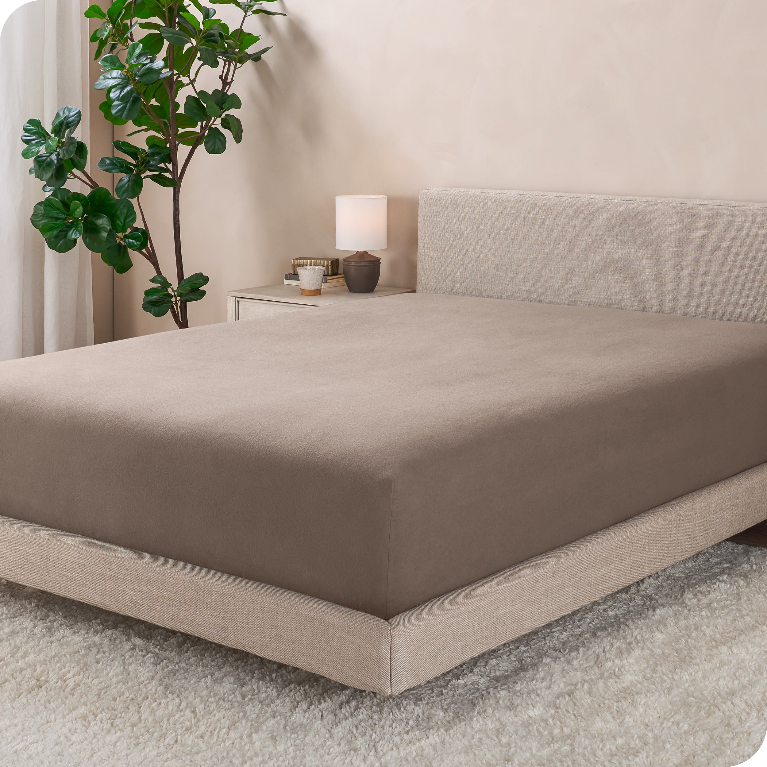 A flannel fitted sheet on a mattress
