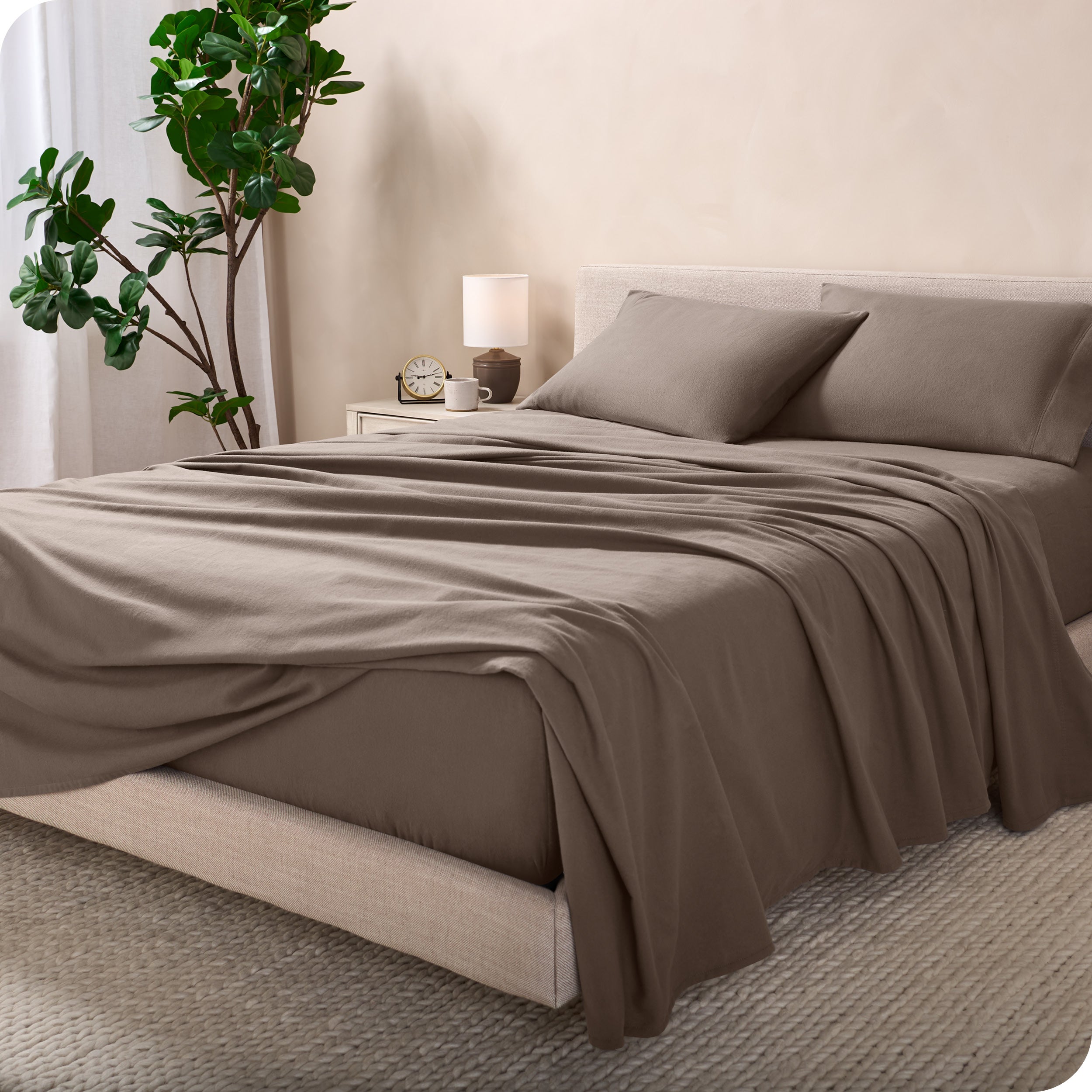 Flannel sheets on a bed