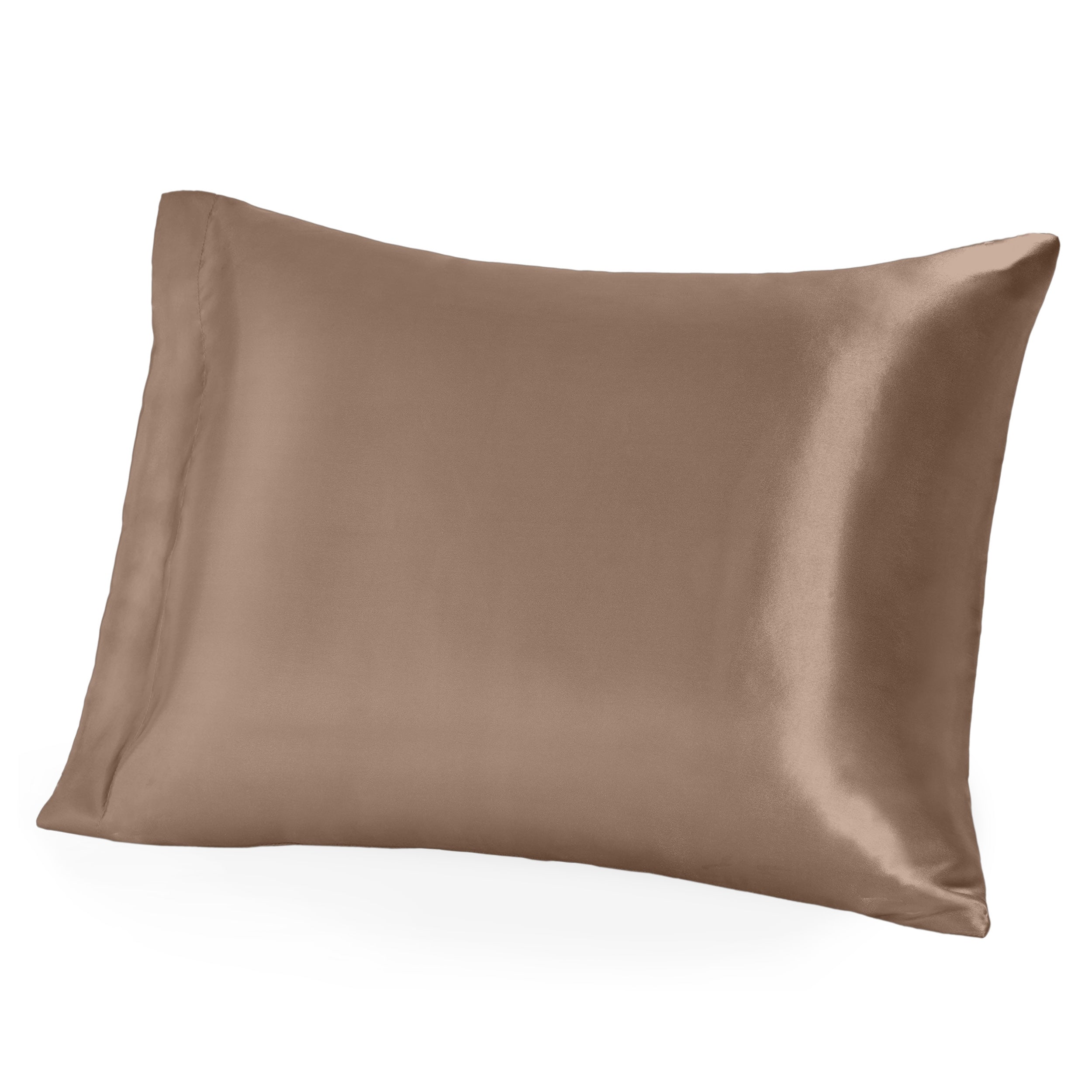 A single mulberry silk pillowcase on a pillow