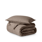 Microfiber duvet cover set folded and stacked