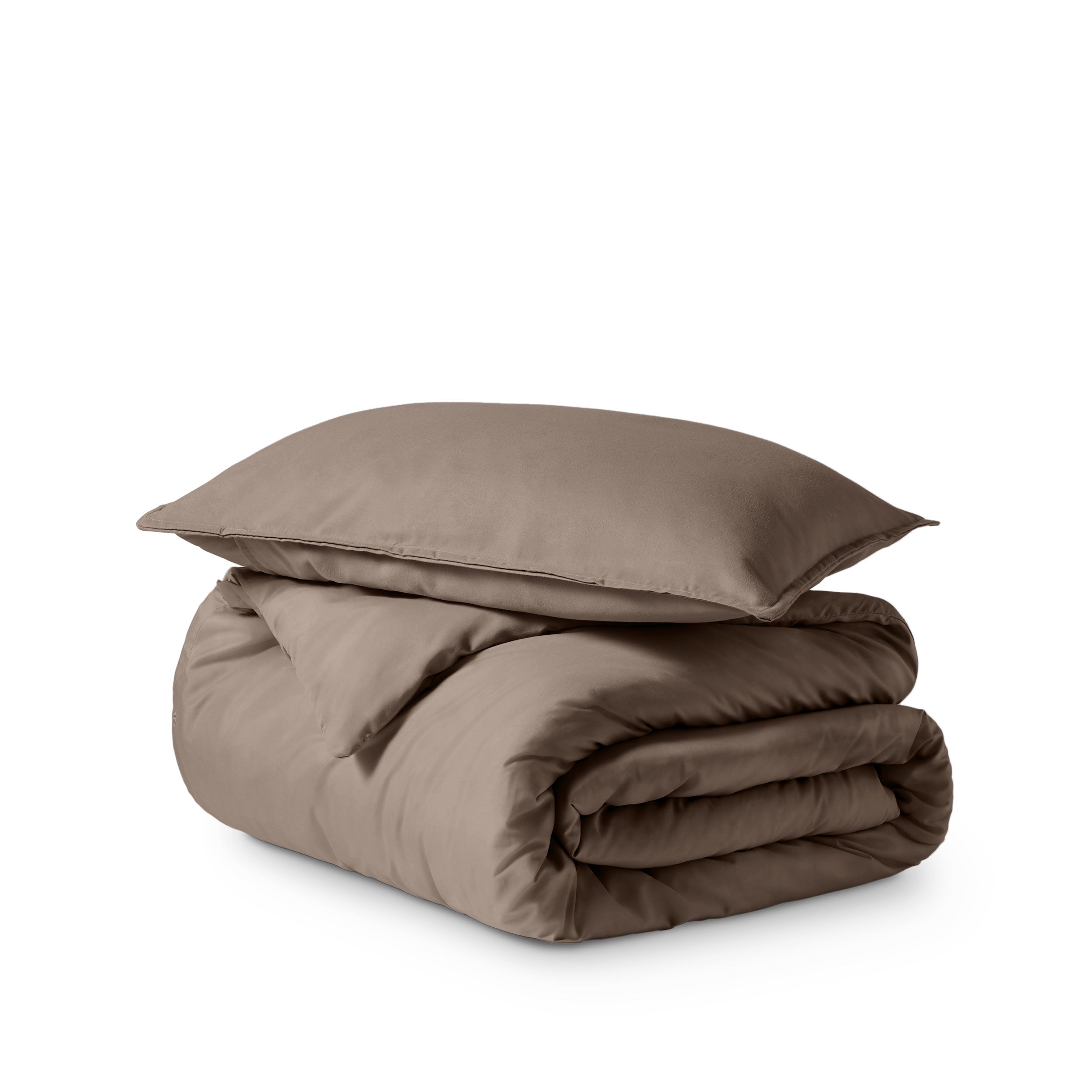 Microfiber duvet cover set folded and stacked