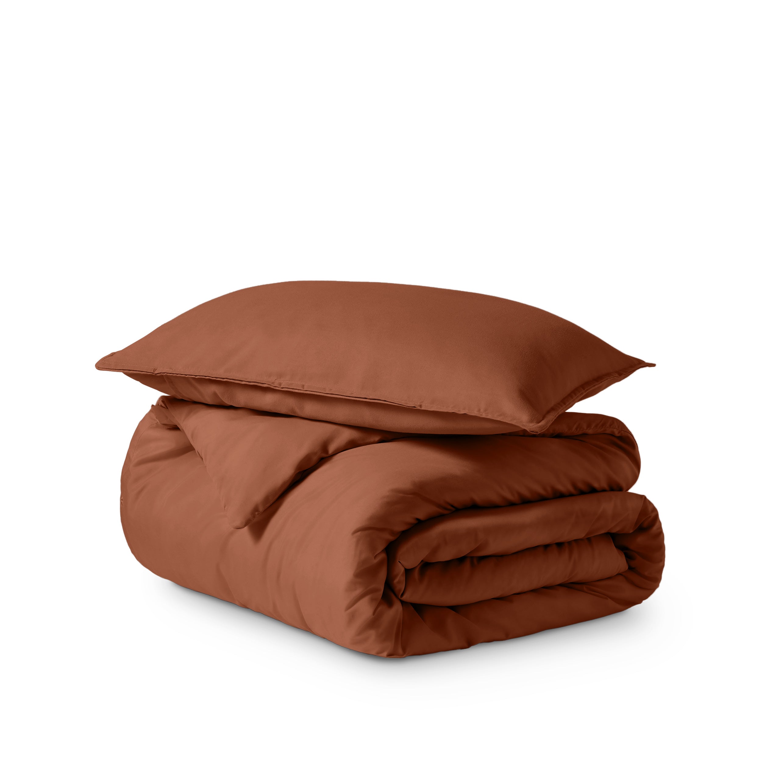 Microfiber duvet cover set folded and stacked