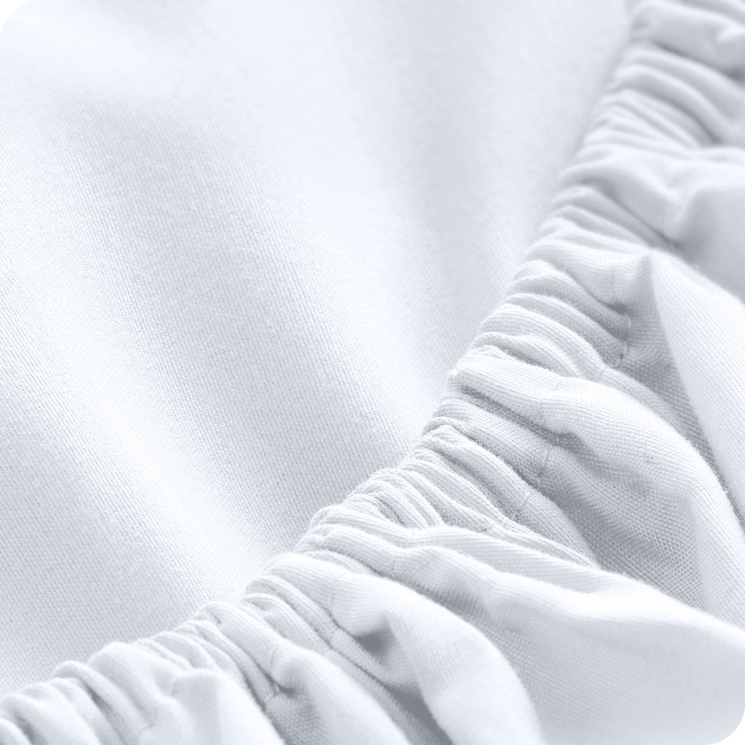 Close up of the elastic on a fitted sheet