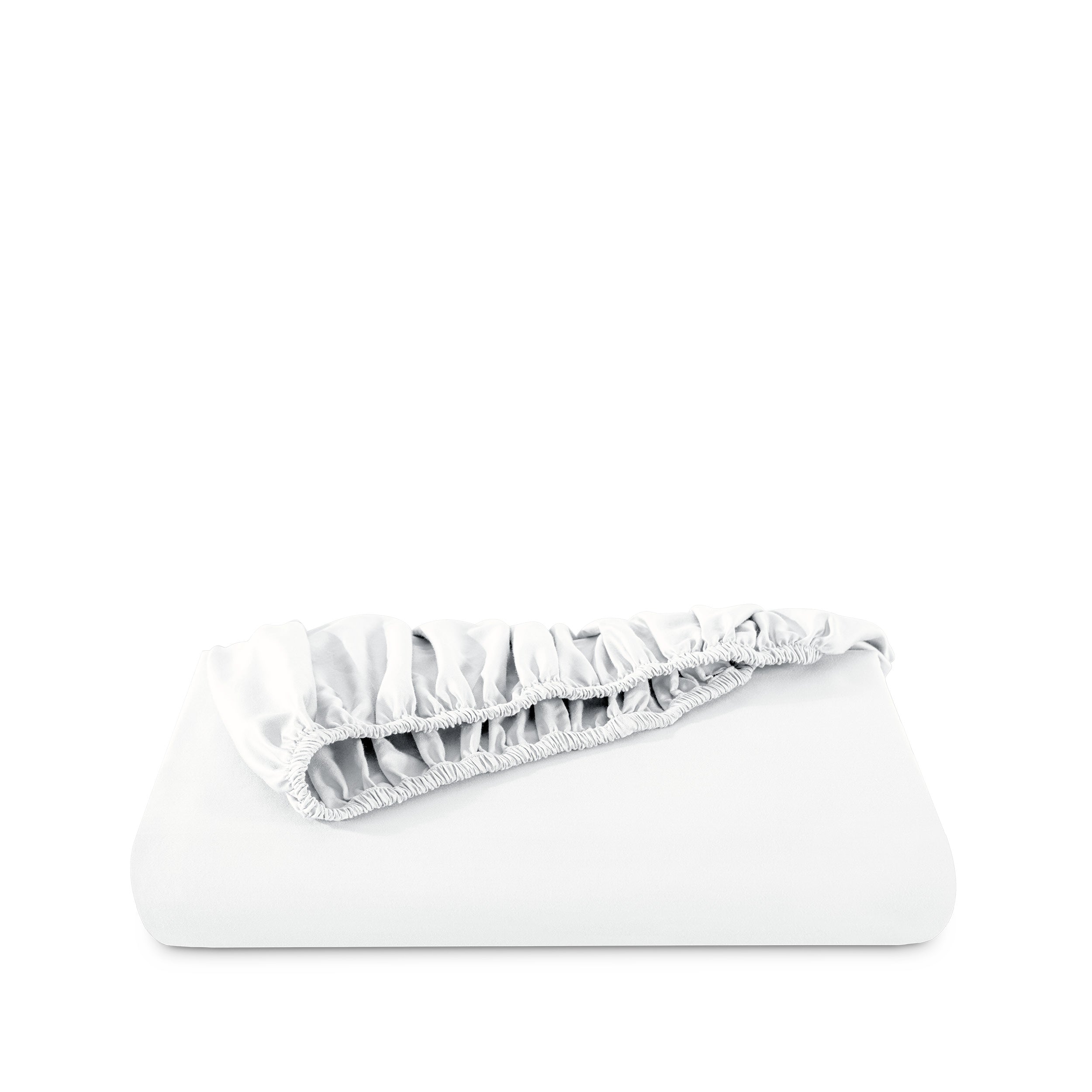 Fitted sheet neatly folded on a white background