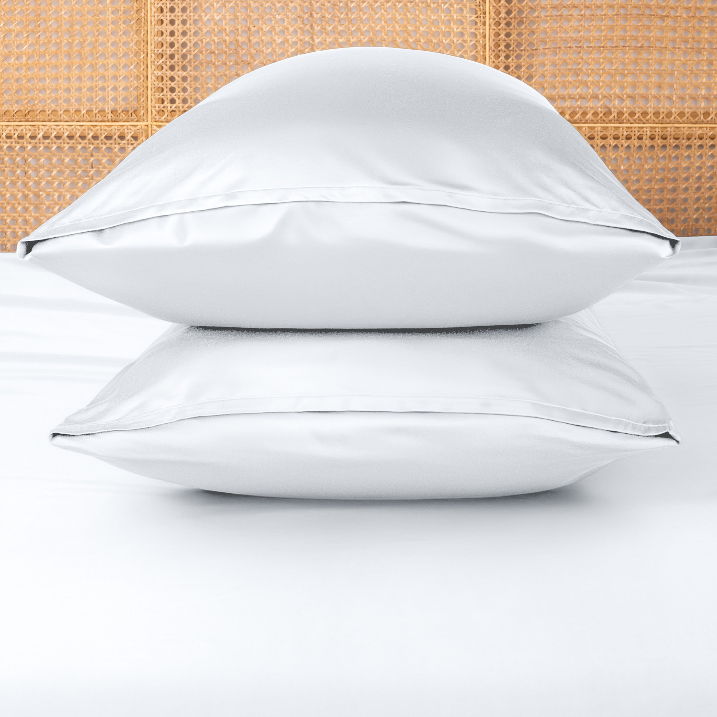 Bamboo pillowcases on a matching sheet