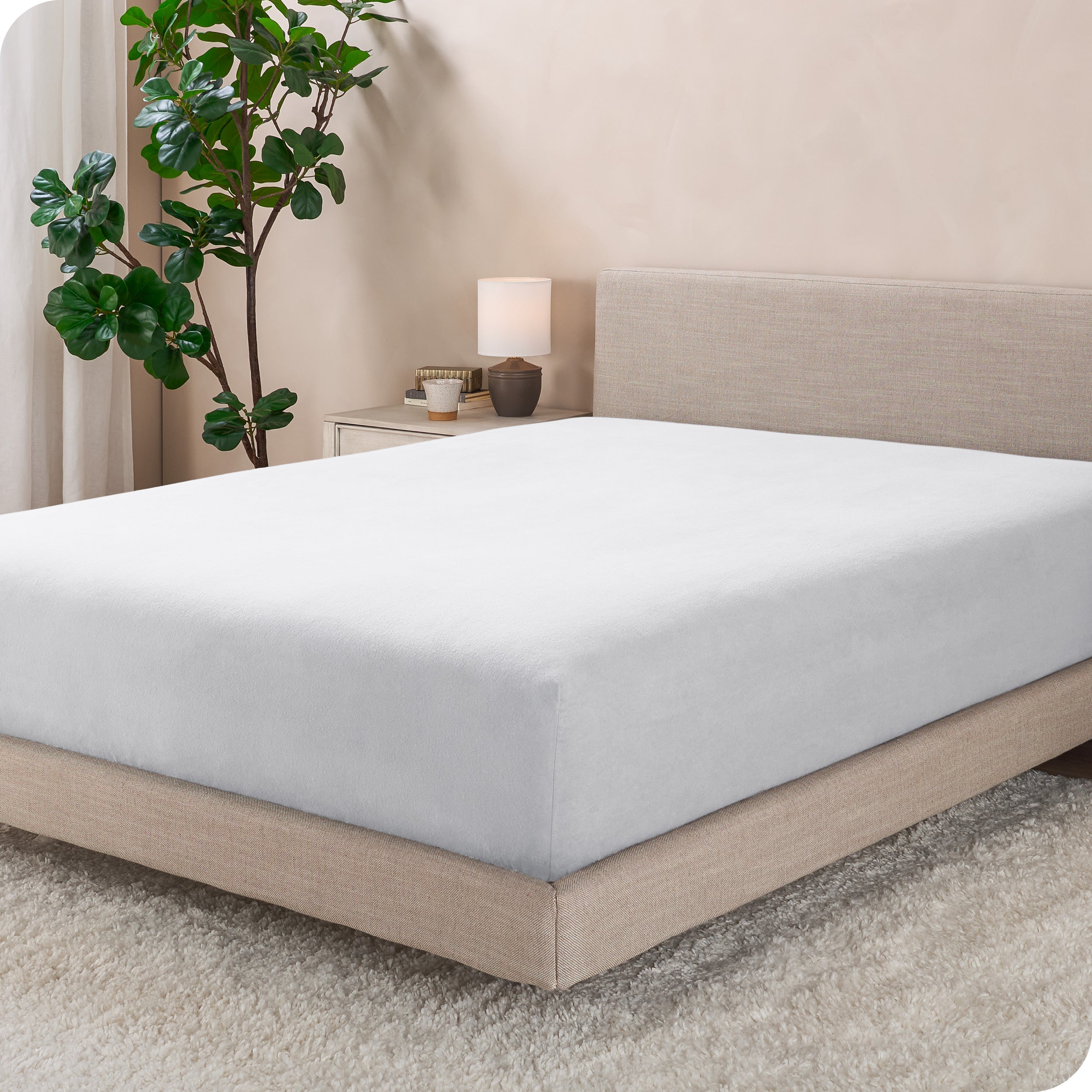 A flannel fitted sheet on a mattress