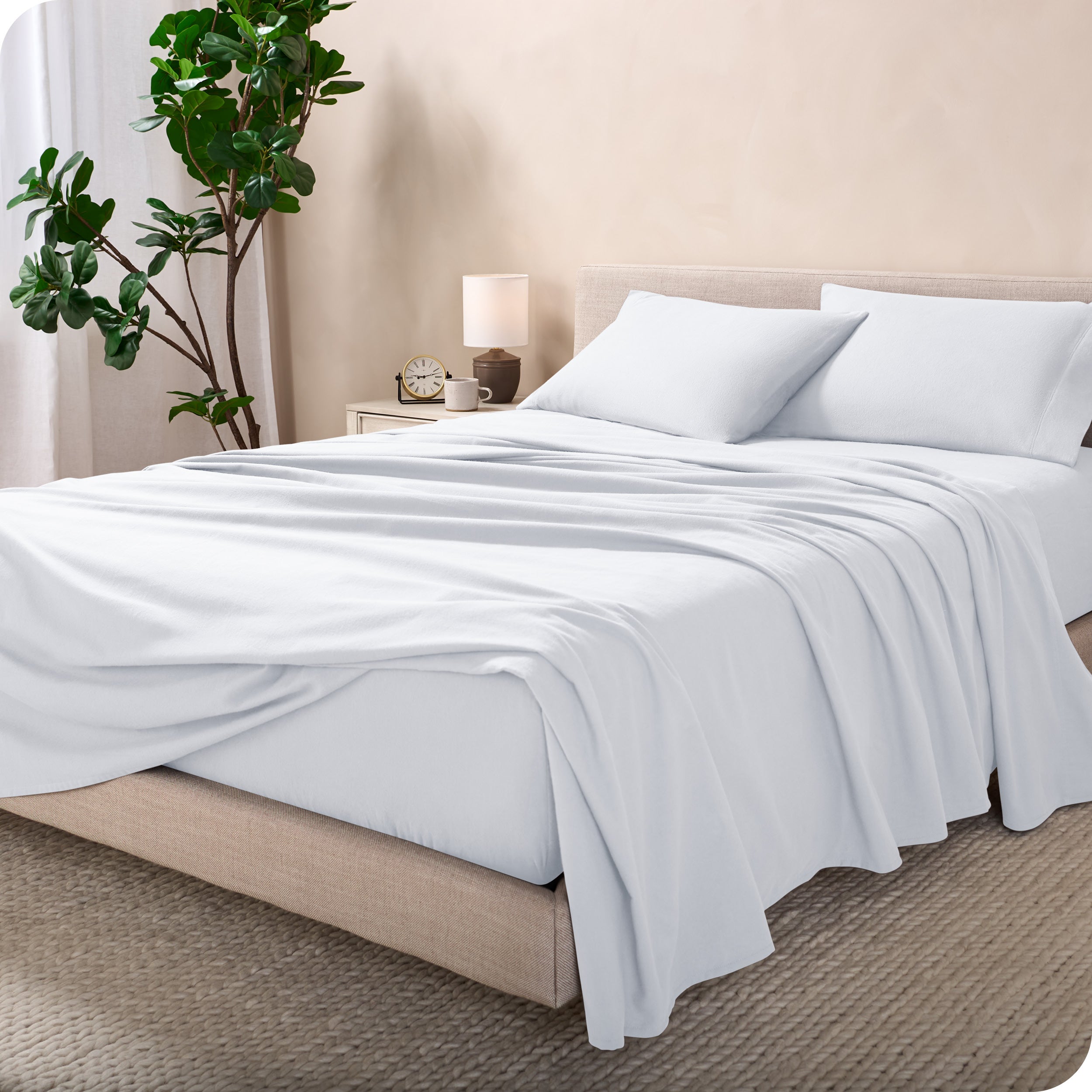 Flannel sheets on a bed