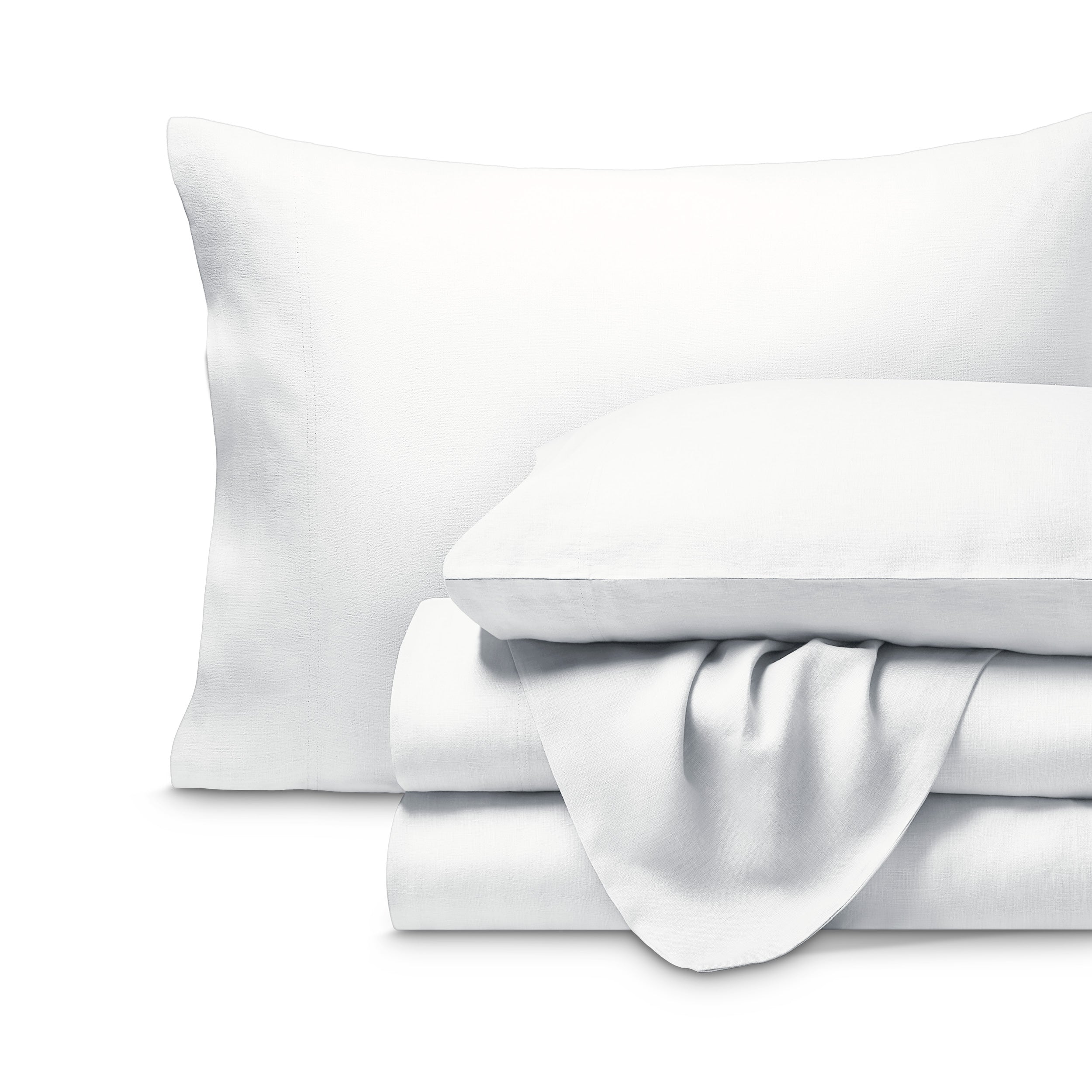 Linen sheet set folded and stacked neatly