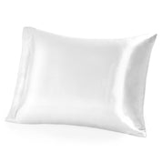 A single mulberry silk pillowcase on a pillow