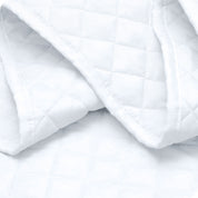 Close up of a coverlet showing the stitching