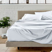 Bed made with microfiber sheets
