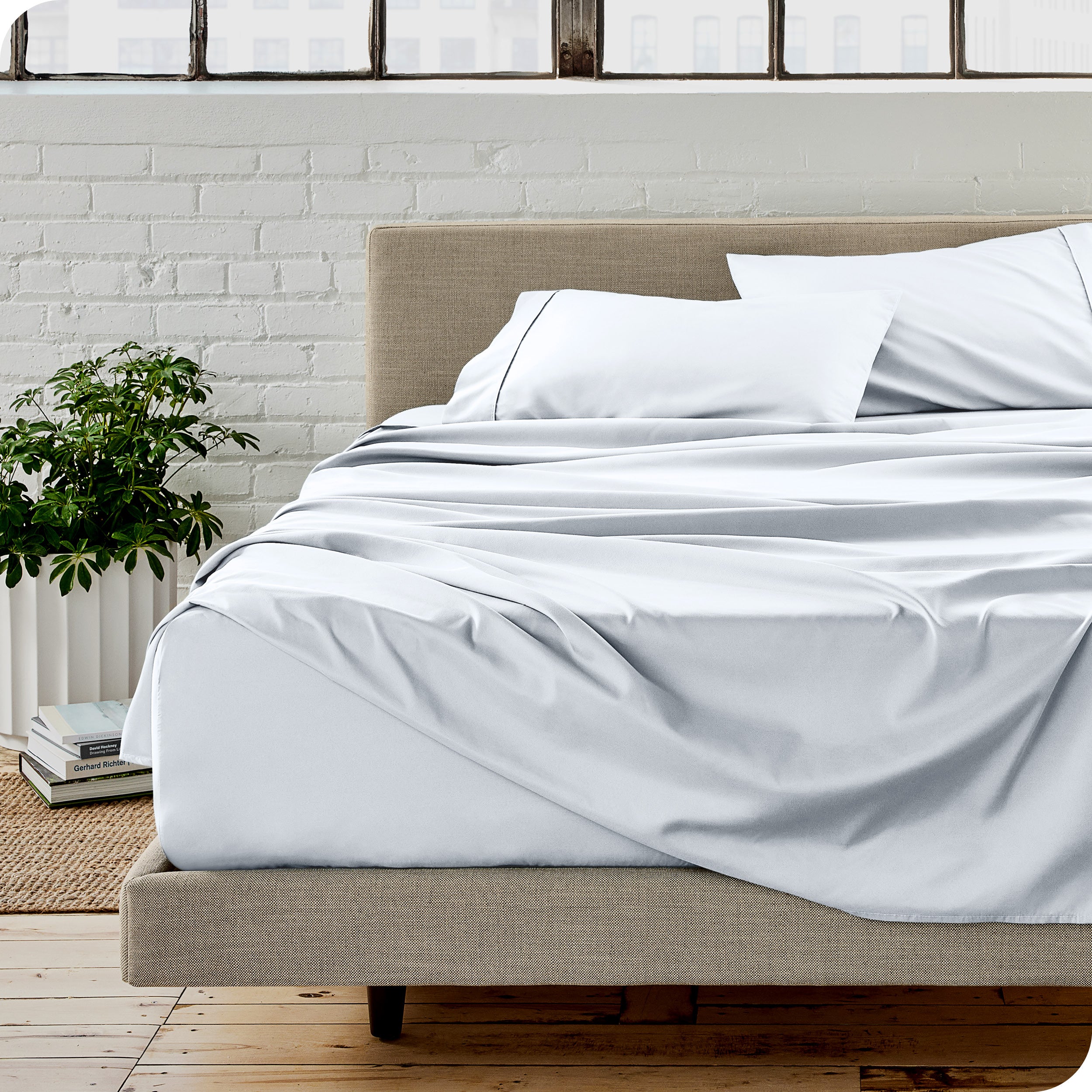 Bed made with microfiber sheets
