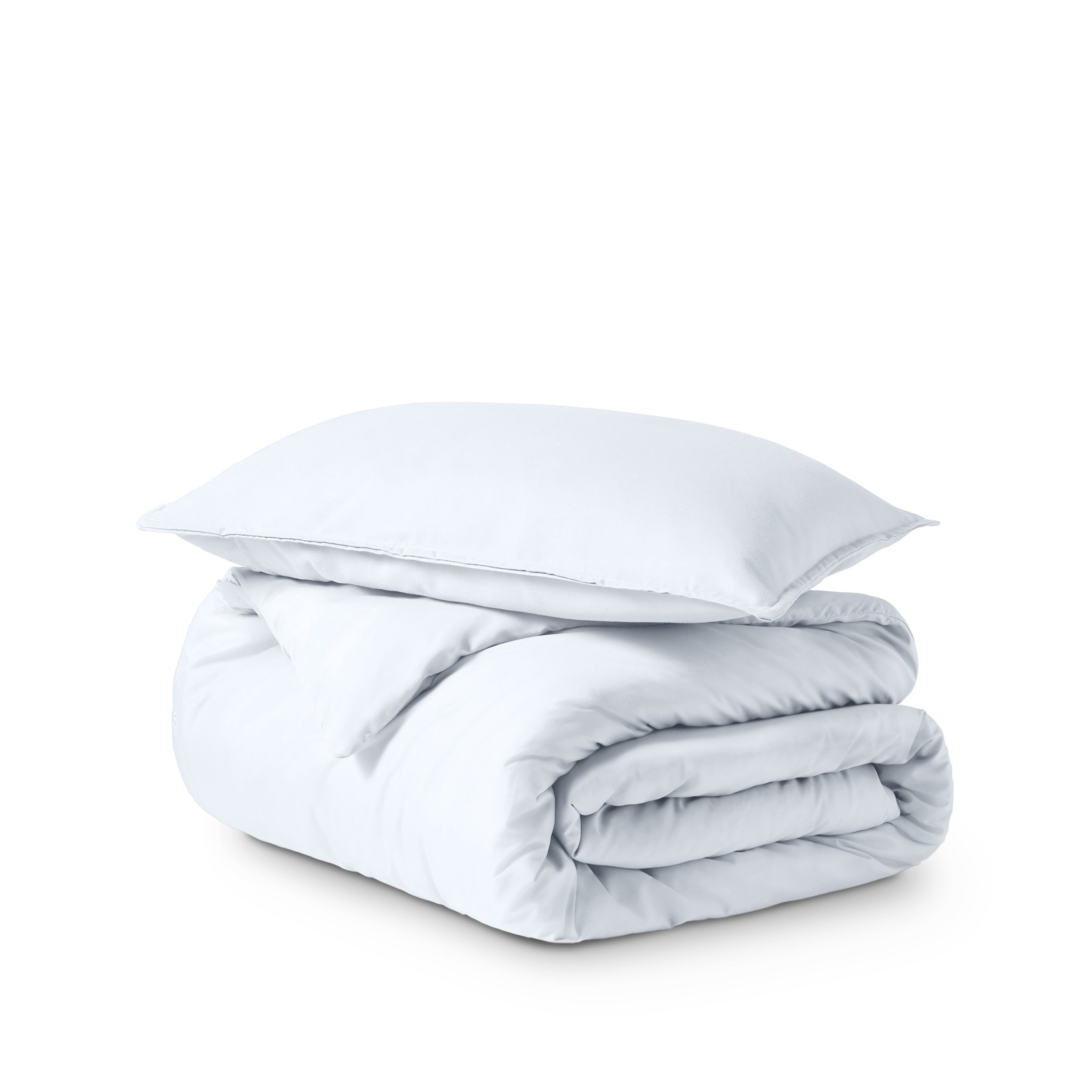Microfiber duvet cover set folded and stacked