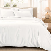 A close up of the sateen duvet cover showing the texture.