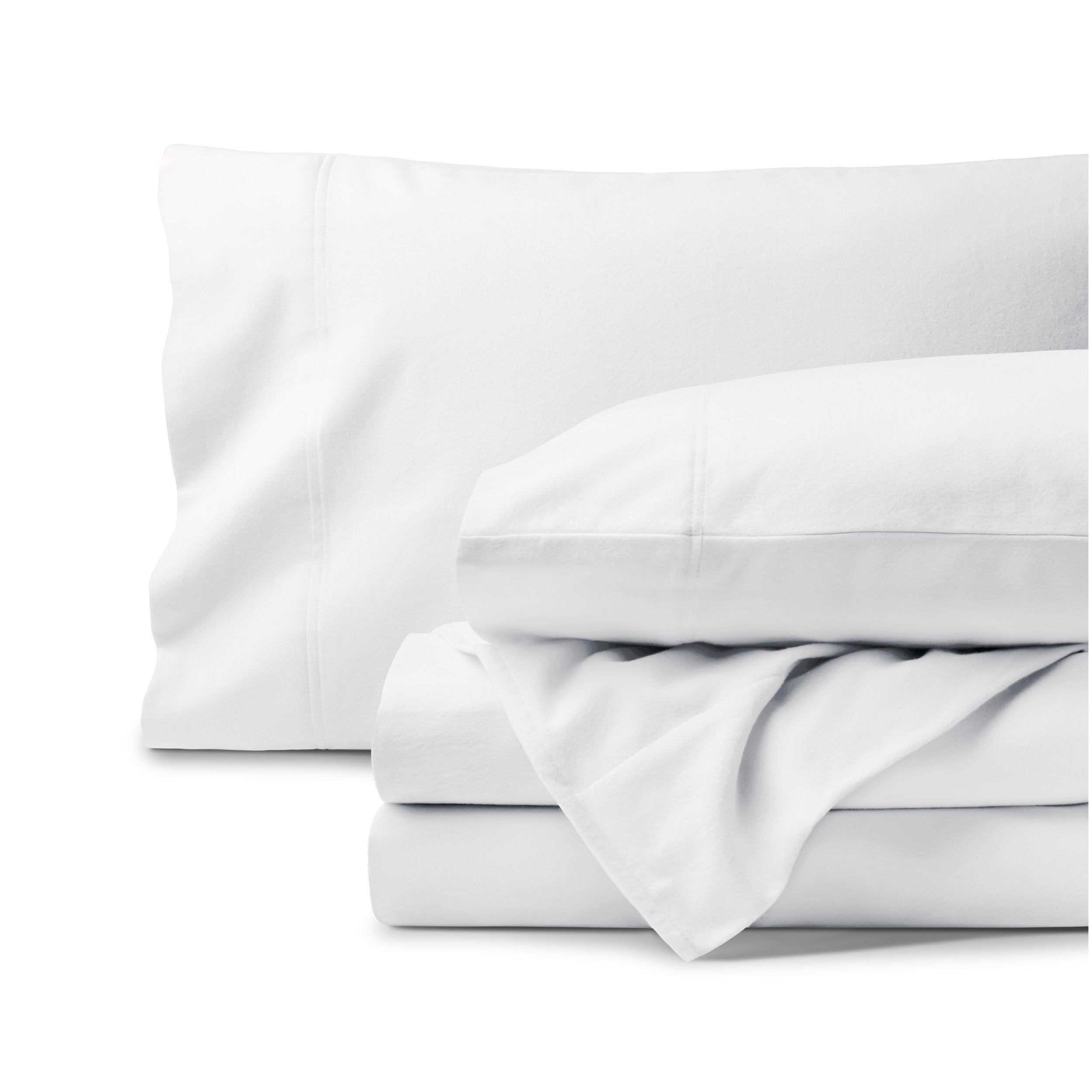 White sheet set folded and stacked