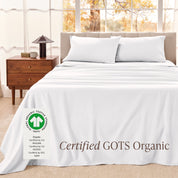 Organic flannel sheets on a bed