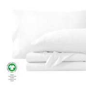 Organic jersey sheets folded and stacked