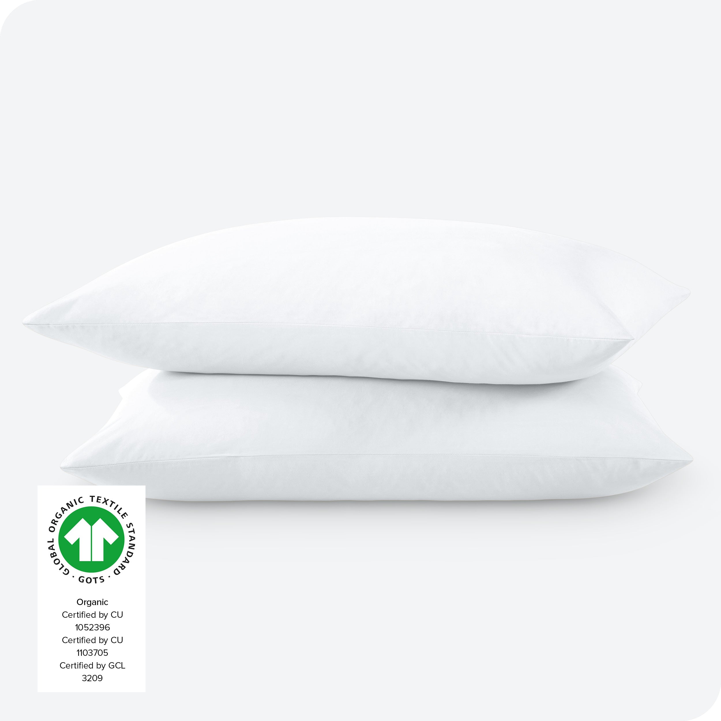 2 percale pillowcases on pillows set on a white background