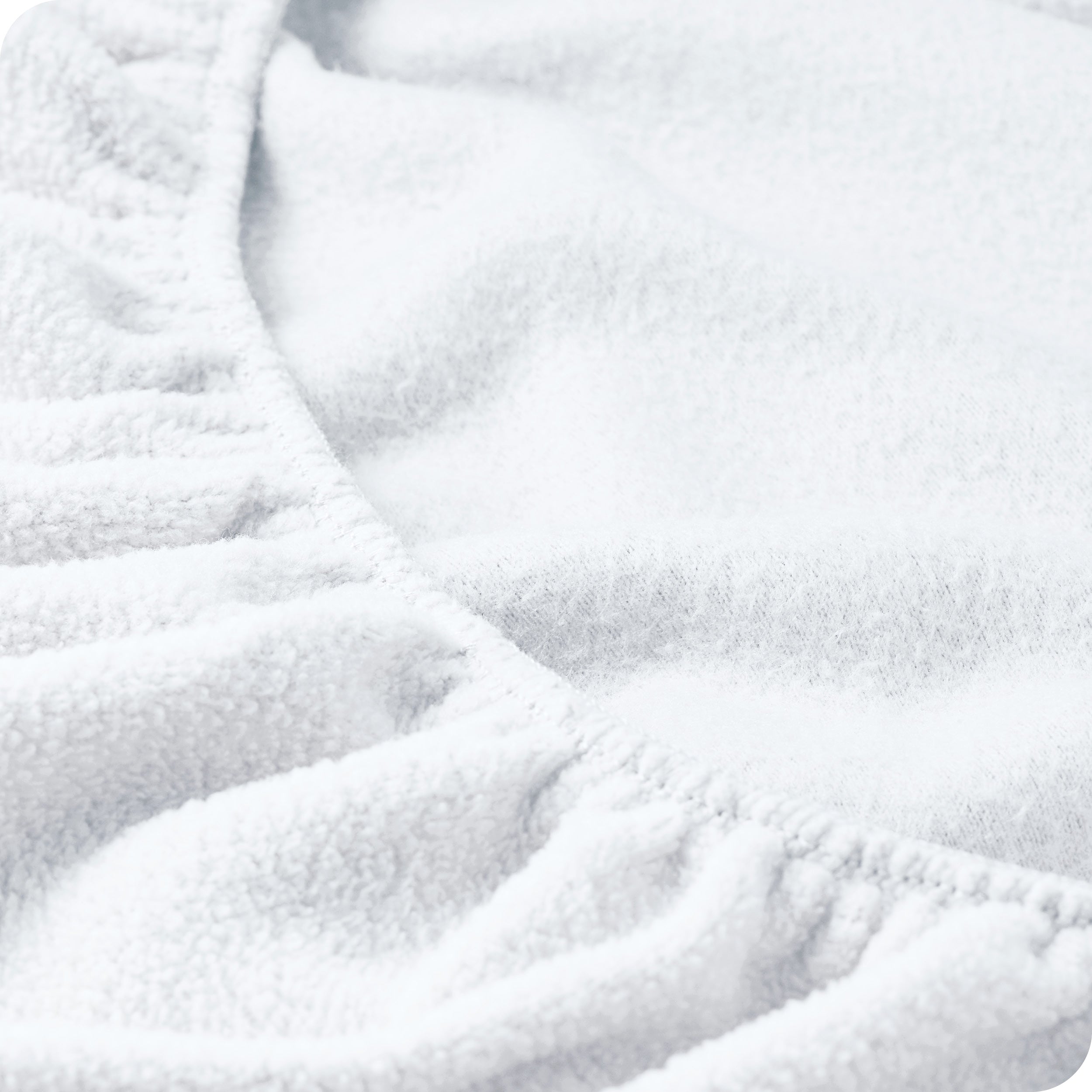 A close view of a polar fleece fitted pocket showing the texture.