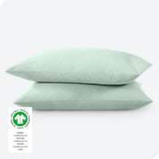 2 percale pillowcases on pillows set on a white background
