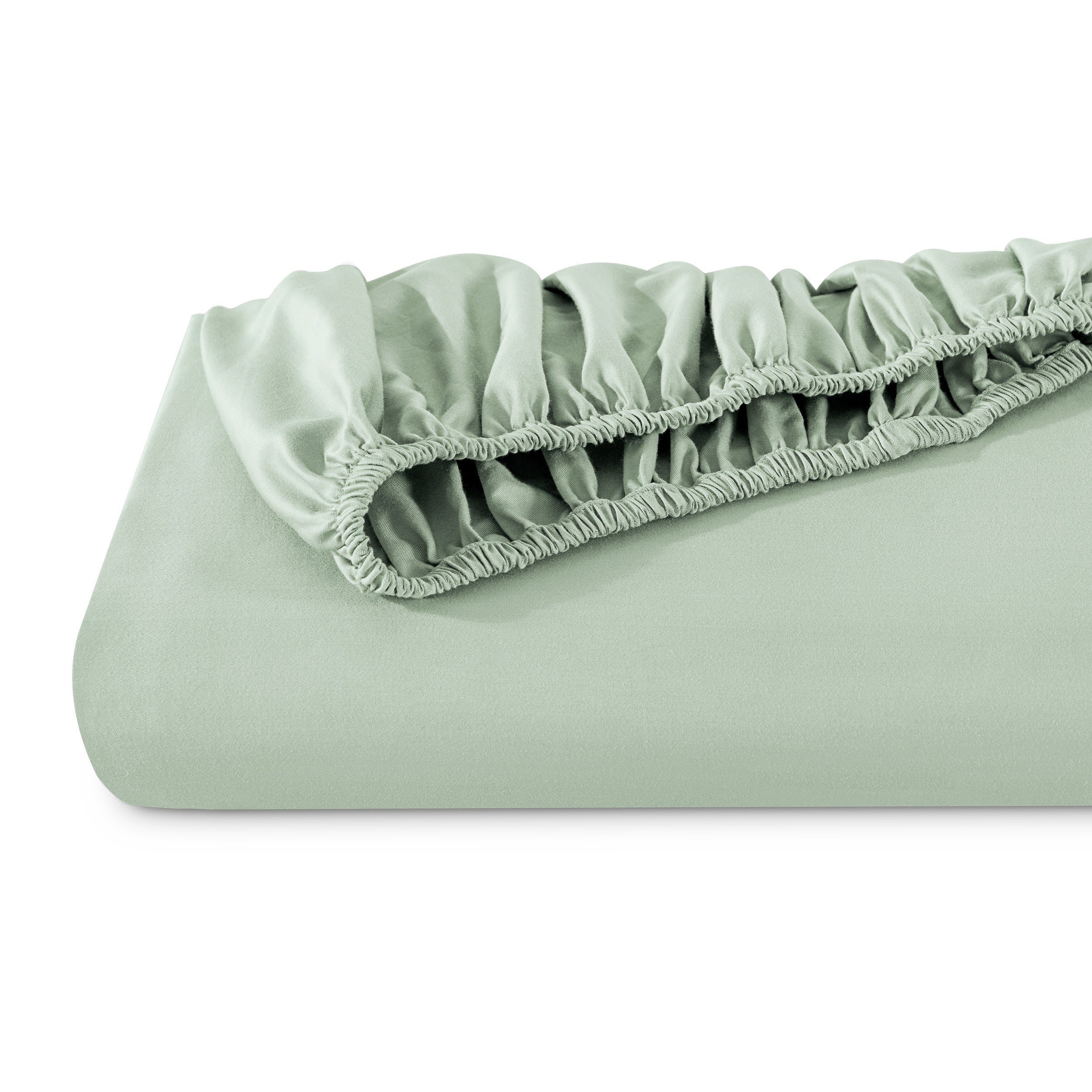 A single fitted sheet folded neatly showing part of the elastic