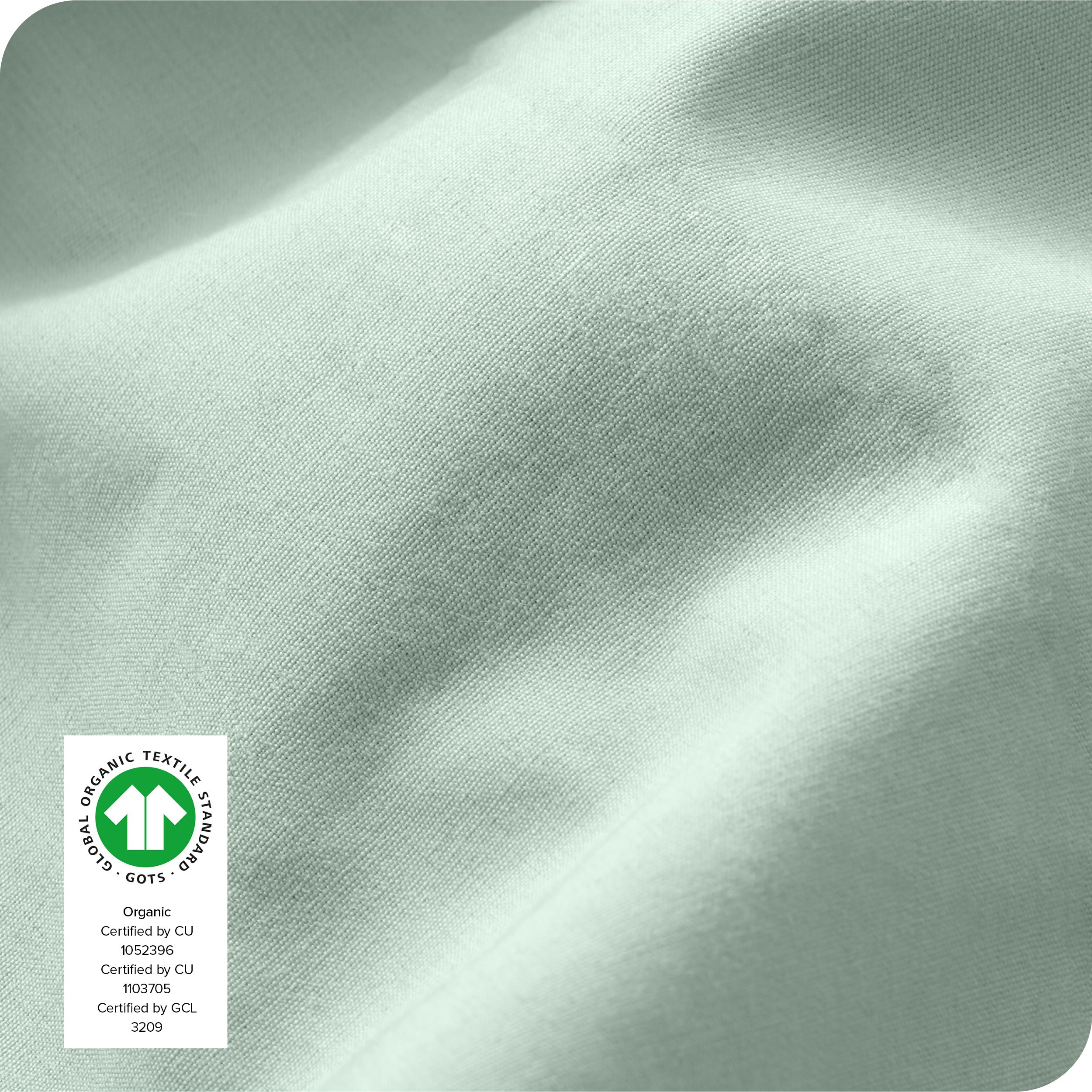 Close up of the percale fitted sheet fabric