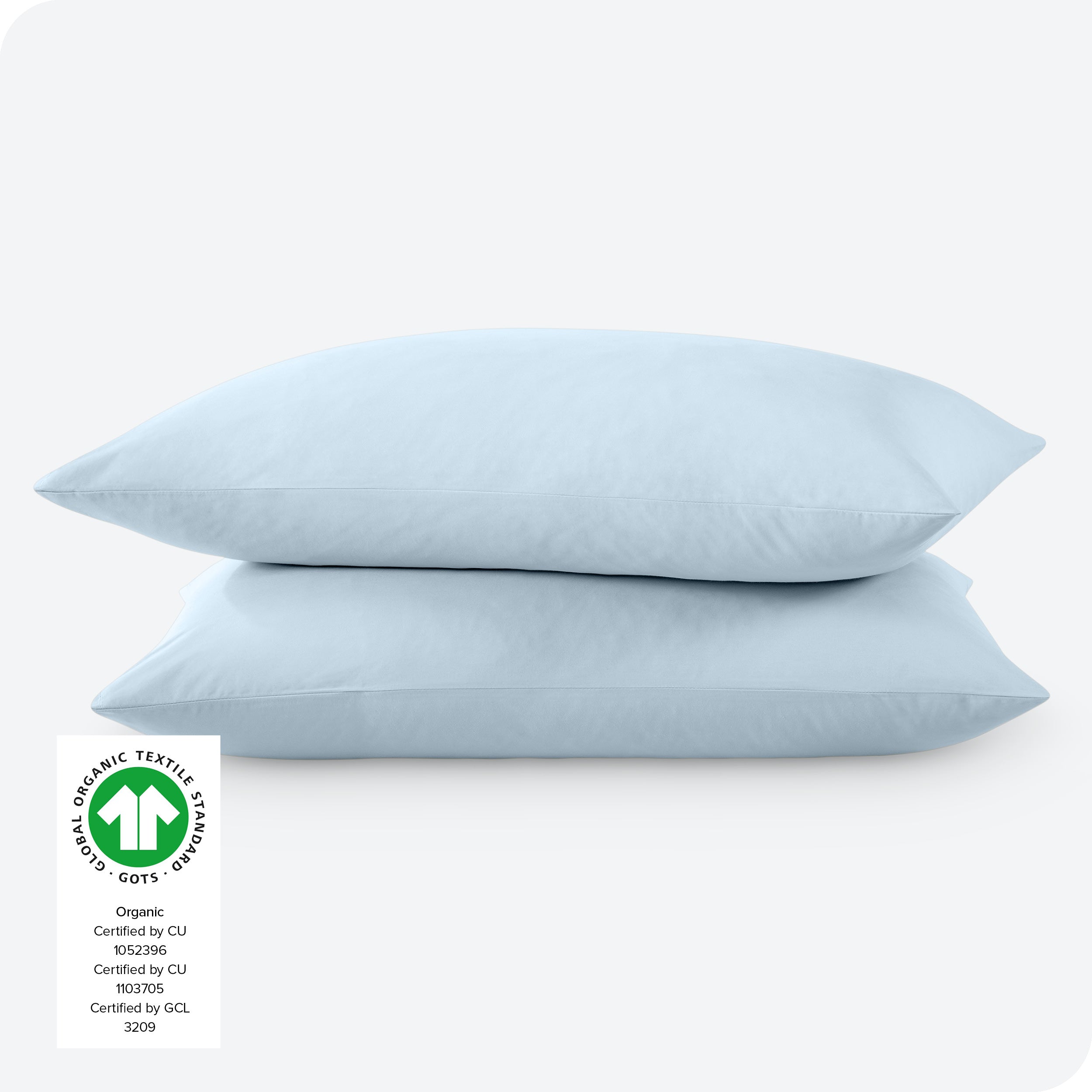 2 percale pillowcases on pillows set on a white background