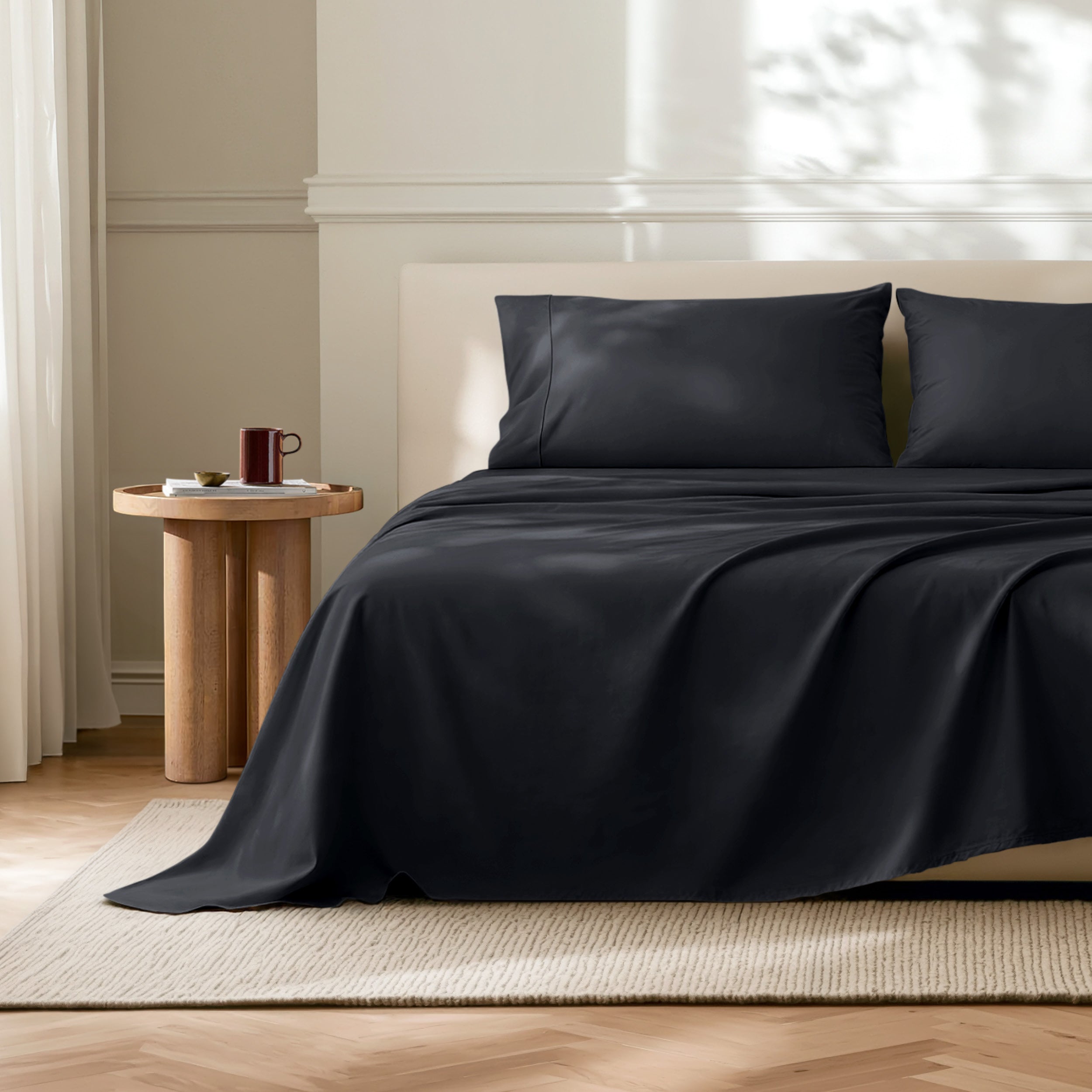 Bare Home Ultra-Soft Double Brushed Flat Sheet - Grid - Grey/White
