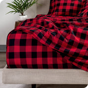 A close view of the printed microfiber sheet showing the pattern and texture.
