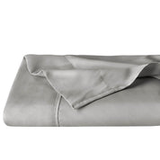 A folded light grey microfiber flat sheet.