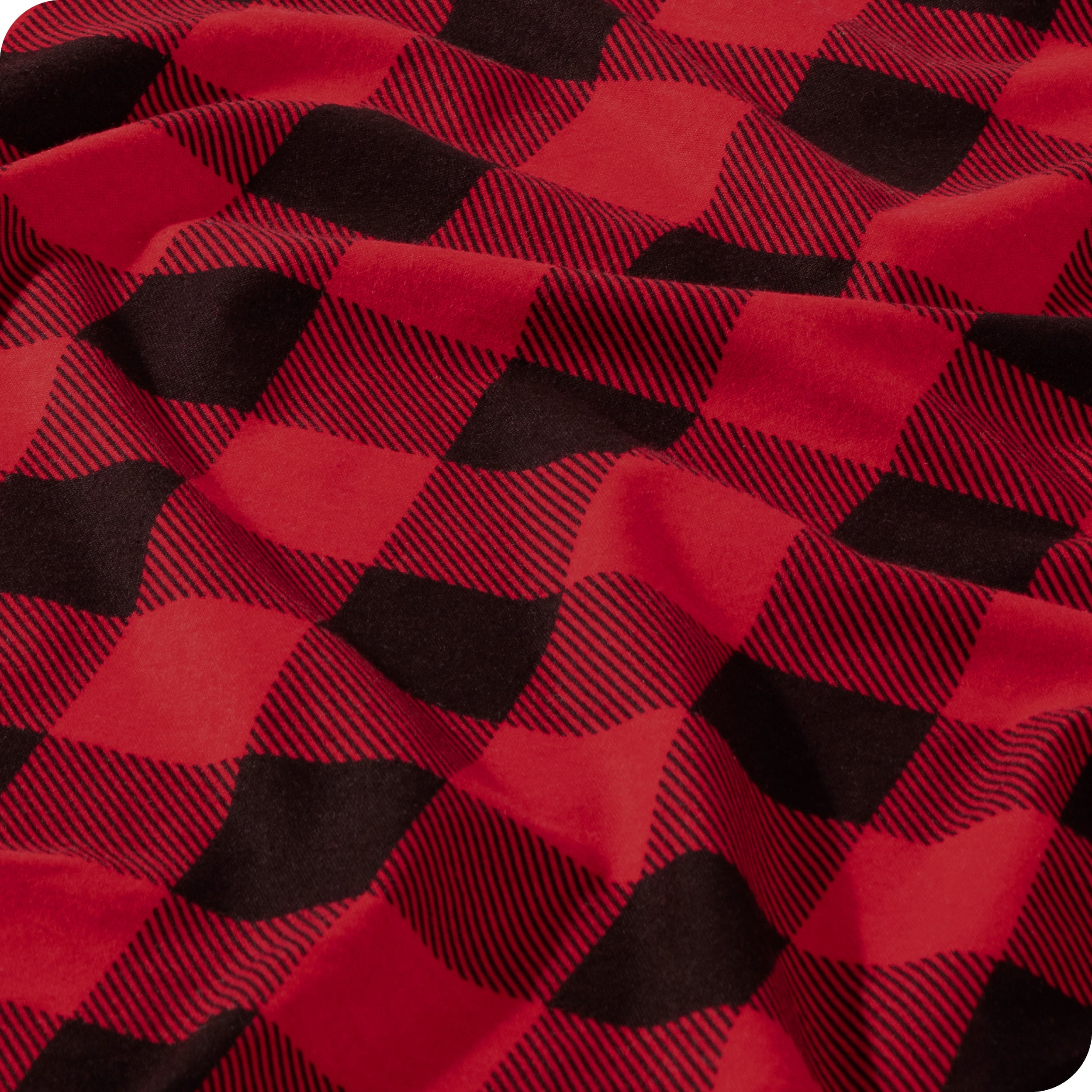 A close up of the flannel duvet cover showing the texture and pattern.
