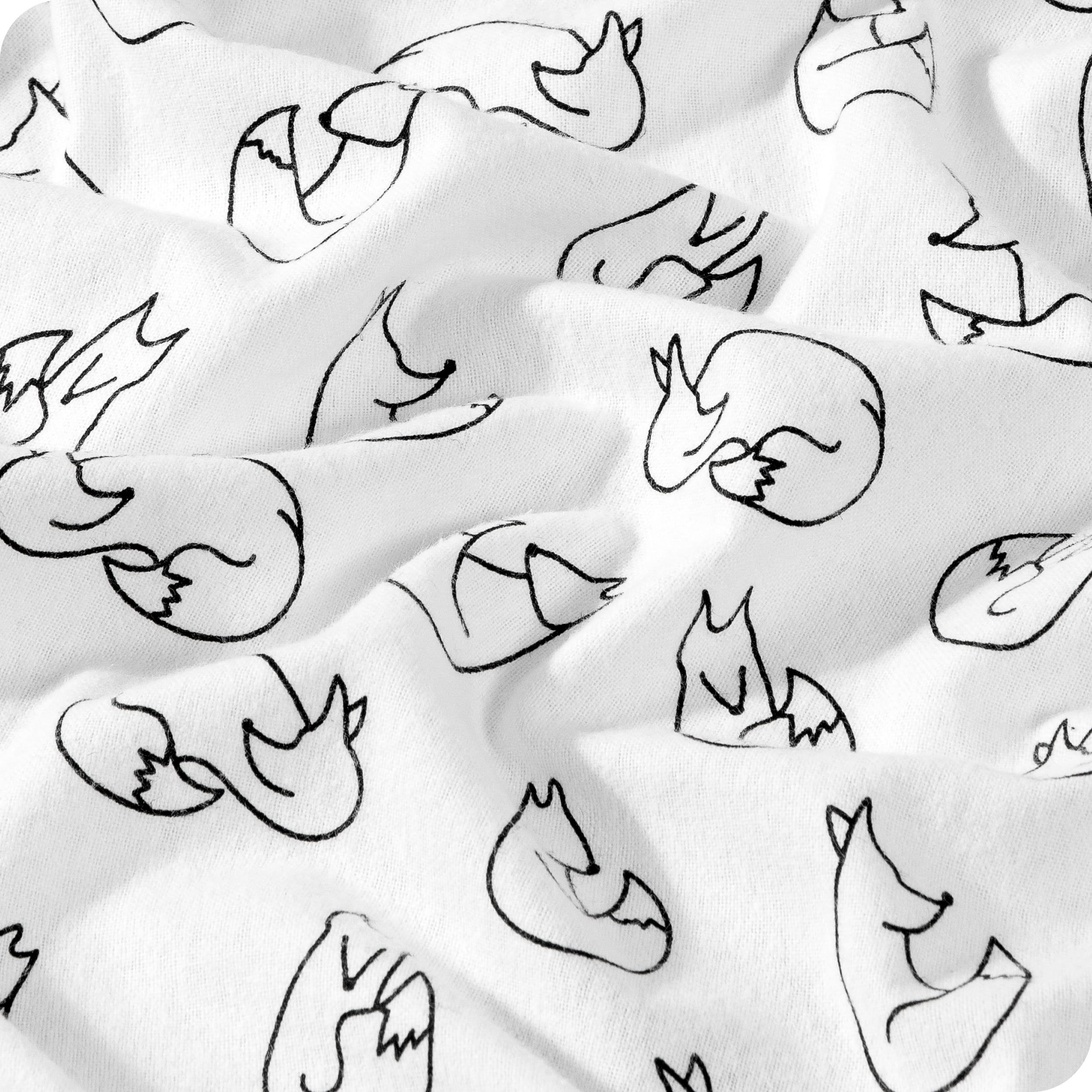A close up of the flannel duvet cover showing the texture and pattern.